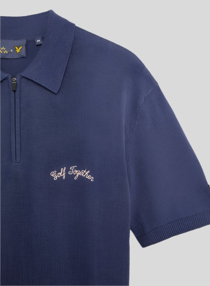LYLE & SCOTT Golf Together Zipped Polo Shirt Crown Blue - MAISONDEFASHION.COM