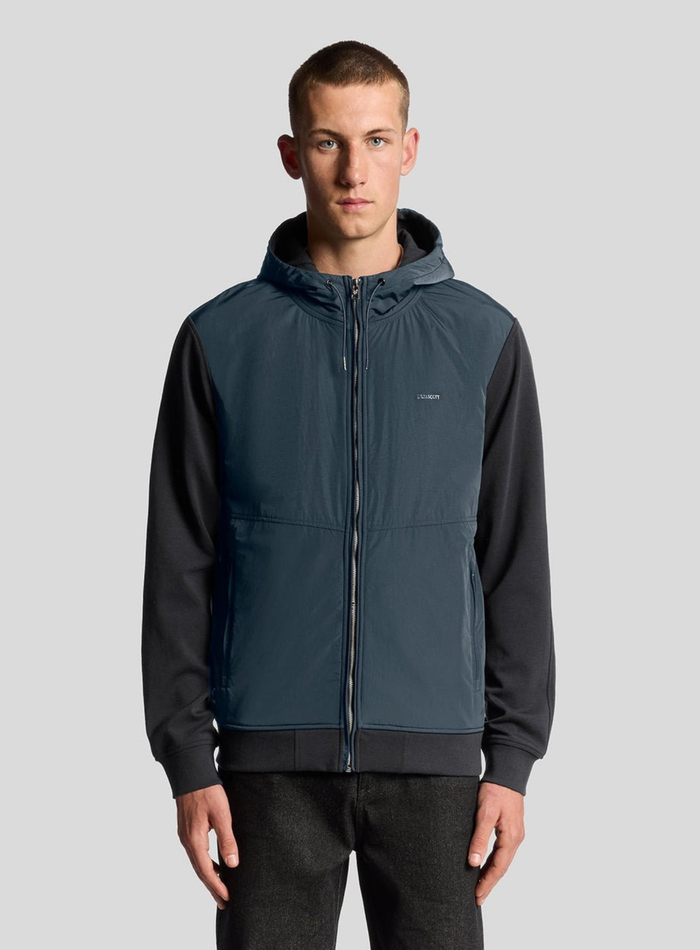 LYLE & SCOTT Half Raglan Sleeve Panneled Hoodie Dark Navy - MAISONDEFASHION.COM