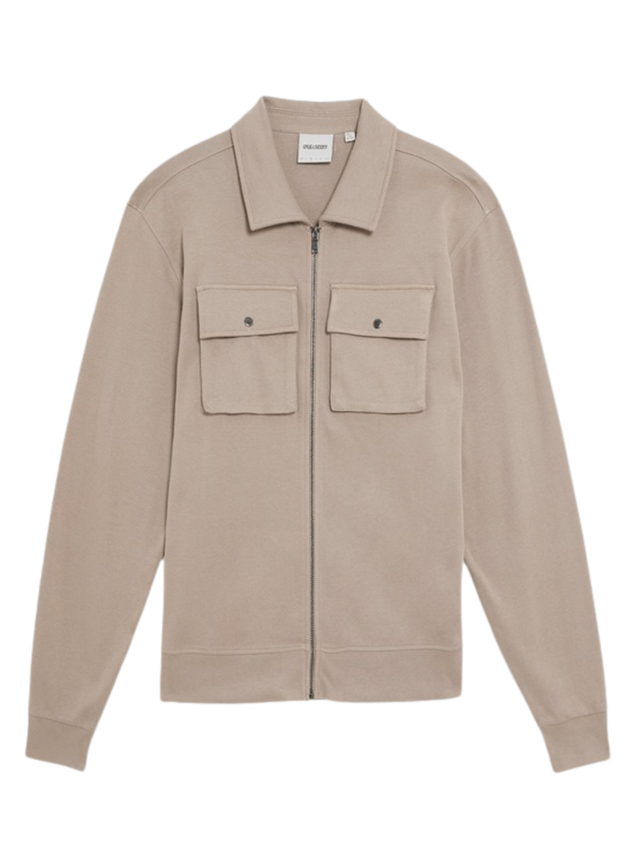 LYLE & SCOTT Heavyweight Jersey Overshirt Cobblestone - MAISONDEFASHION.COM