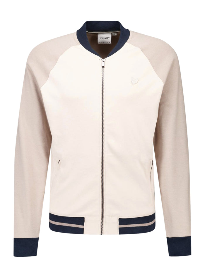 LYLE & SCOTT Interlock Contrast Raglan Bomber Cobblestone - MAISONDEFASHION.COM