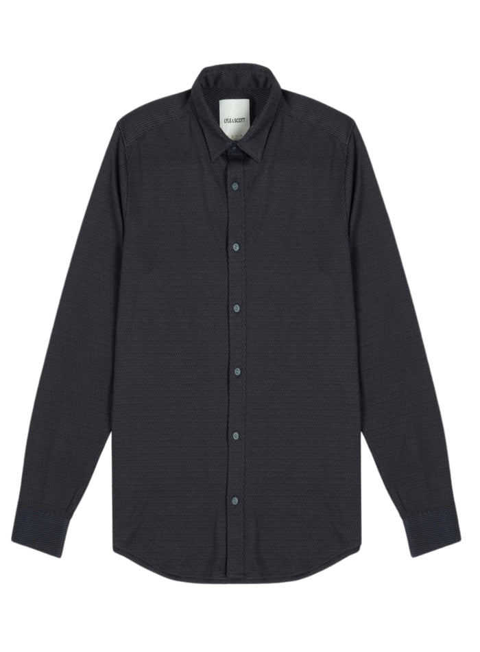 LYLE & SCOTT Jacquard Interlock Shirt Deep Navy - MAISONDEFASHION.COM