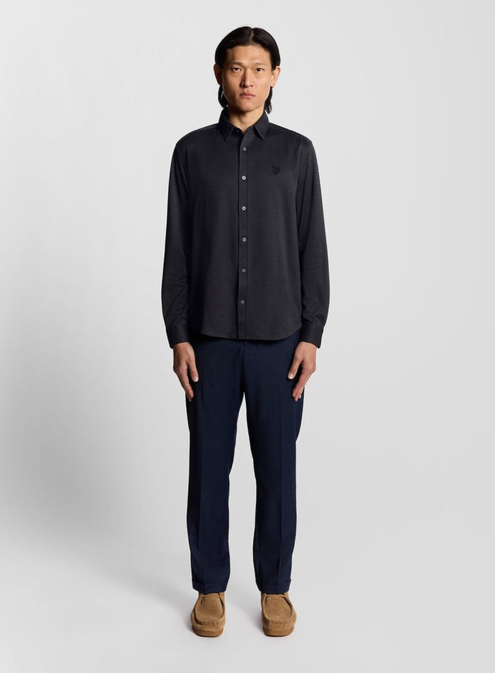 LYLE & SCOTT Jacquard Interlock Shirt Deep Navy - MAISONDEFASHION.COM