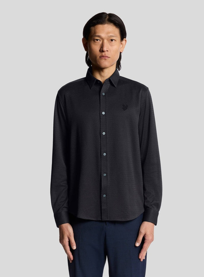 LYLE & SCOTT Jacquard Interlock Shirt Deep Navy - MAISONDEFASHION.COM