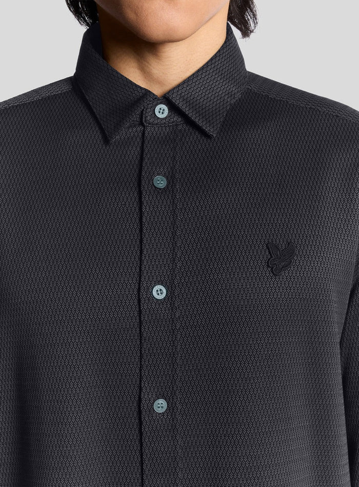 LYLE & SCOTT Jacquard Interlock Shirt Deep Navy - MAISONDEFASHION.COM
