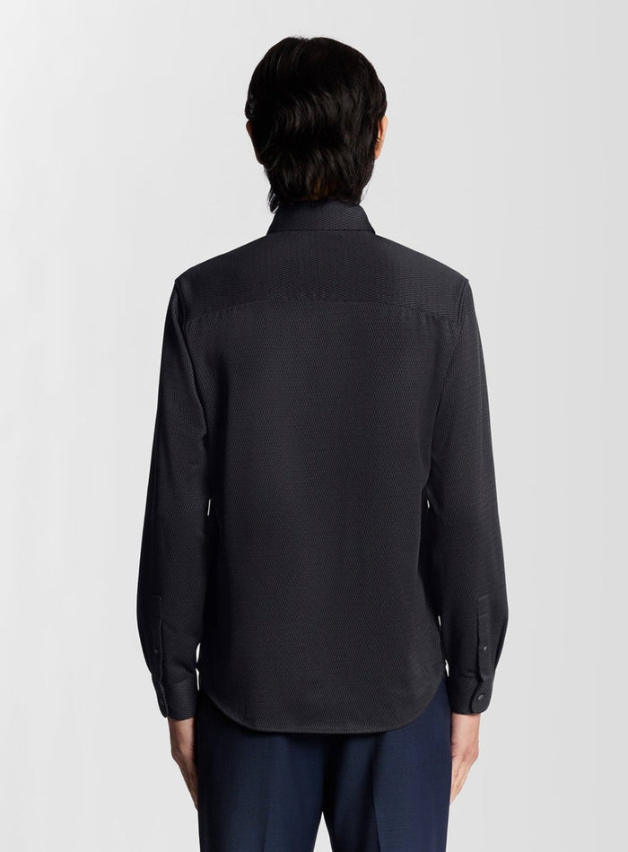 LYLE & SCOTT Jacquard Interlock Shirt Deep Navy - MAISONDEFASHION.COM