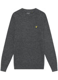 LYLE & SCOTT Lambswool Blend Crew Neck Jumper Charcoal Marl - MAISONDEFASHION.COM
