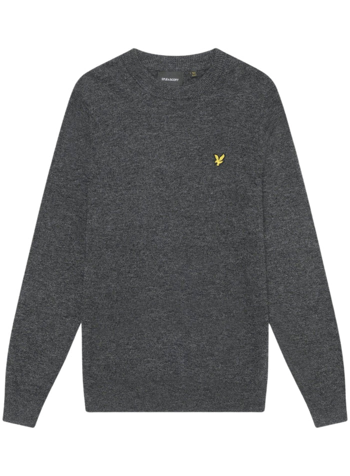 LYLE & SCOTT Lambswool Blend Crew Neck Jumper Charcoal Marl - MAISONDEFASHION.COM