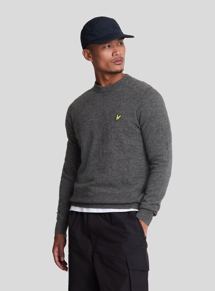 LYLE & SCOTT Lambswool Blend Crew Neck Jumper Charcoal Marl - MAISONDEFASHION.COM