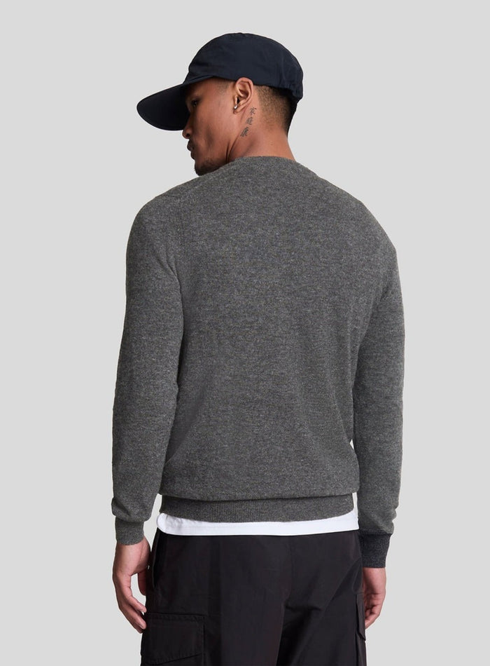 LYLE & SCOTT Lambswool Blend Crew Neck Jumper Charcoal Marl - MAISONDEFASHION.COM