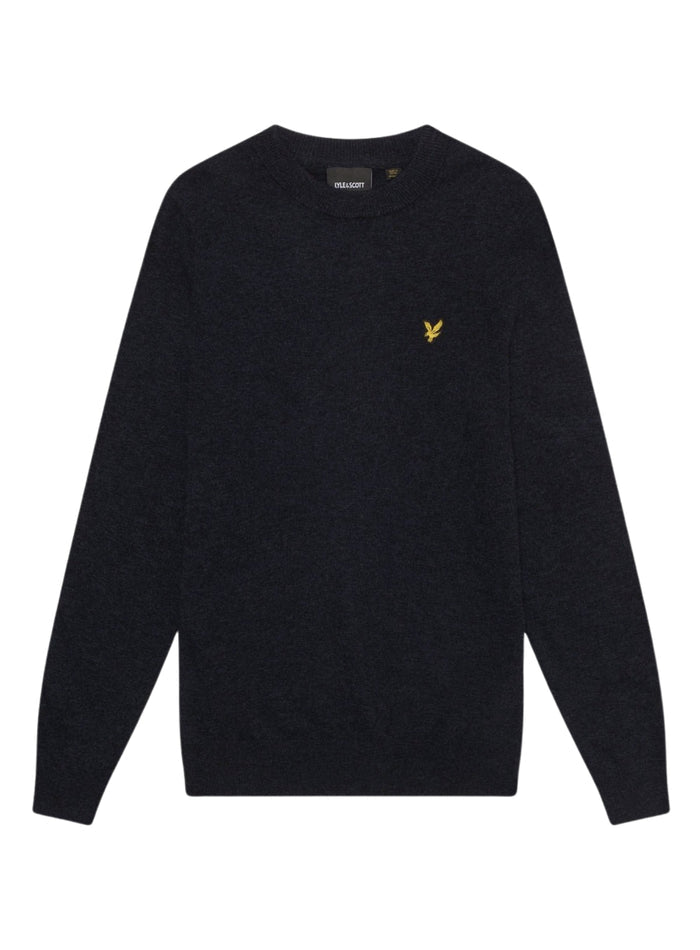 LYLE & SCOTT Lambswool Blend Crew Neck Jumper Dark Navy Marl - MAISONDEFASHION.COM
