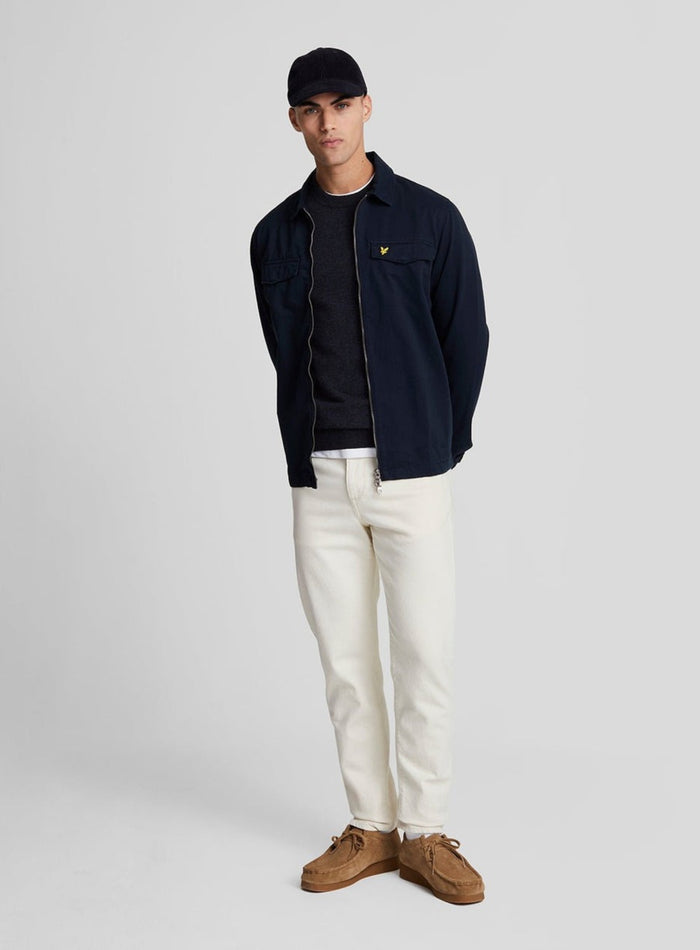 LYLE & SCOTT Lambswool Blend Crew Neck Jumper Dark Navy Marl - MAISONDEFASHION.COM