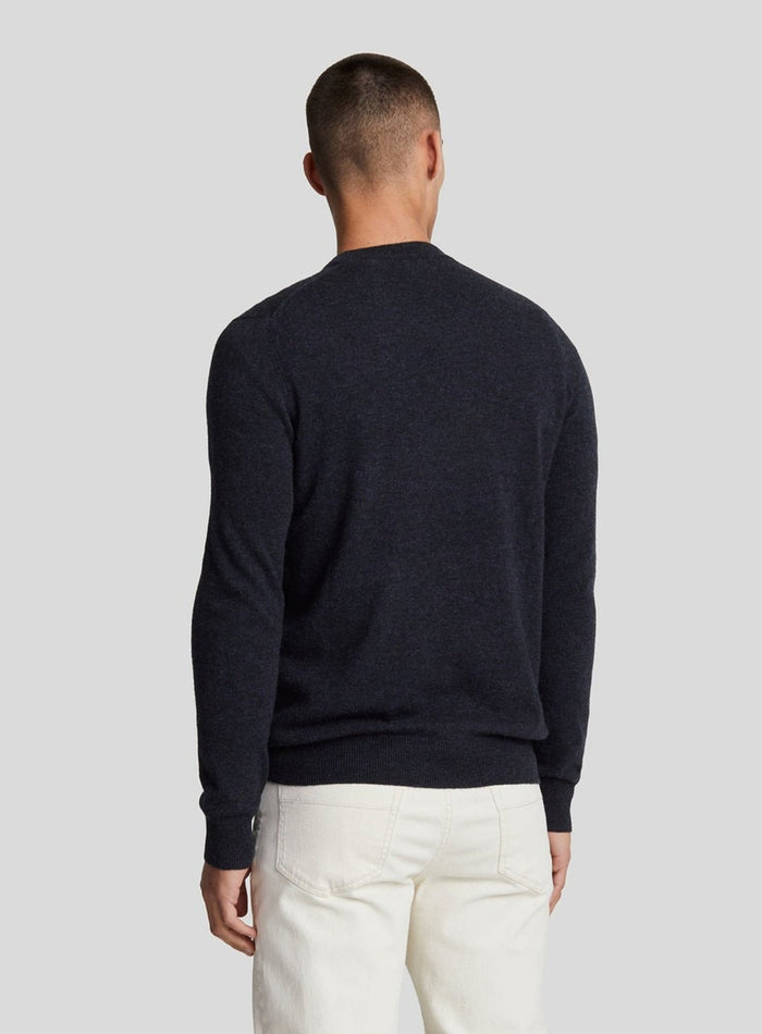 LYLE & SCOTT Lambswool Blend Crew Neck Jumper Dark Navy Marl - MAISONDEFASHION.COM