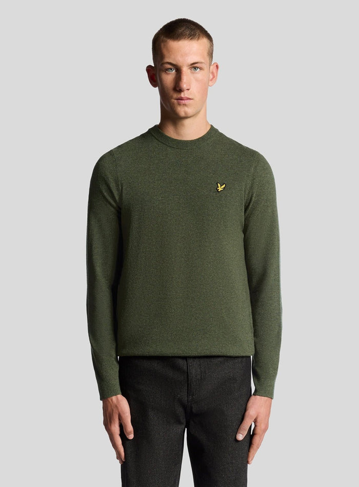 LYLE & SCOTT Lambswool Blend Crew Neck Jumper Deep Depths Marl - MAISONDEFASHION.COM