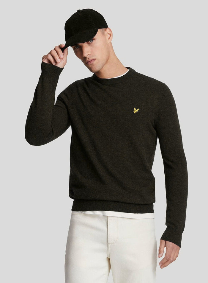 LYLE & SCOTT Lambswool Blend Crew Neck Jumper Jet Black Marl - MAISONDEFASHION.COM