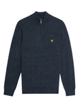 LYLE & SCOTT Lambswool Blend Quarter Zip Jumper Dark Navy Marl - MAISONDEFASHION.COM