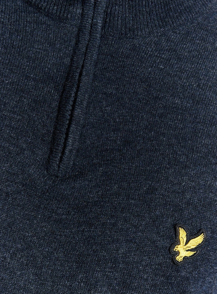 LYLE & SCOTT Lambswool Blend Quarter Zip Jumper Dark Navy Marl - MAISONDEFASHION.COM