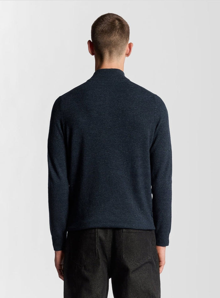 LYLE & SCOTT Lambswool Blend Quarter Zip Jumper Dark Navy Marl - MAISONDEFASHION.COM