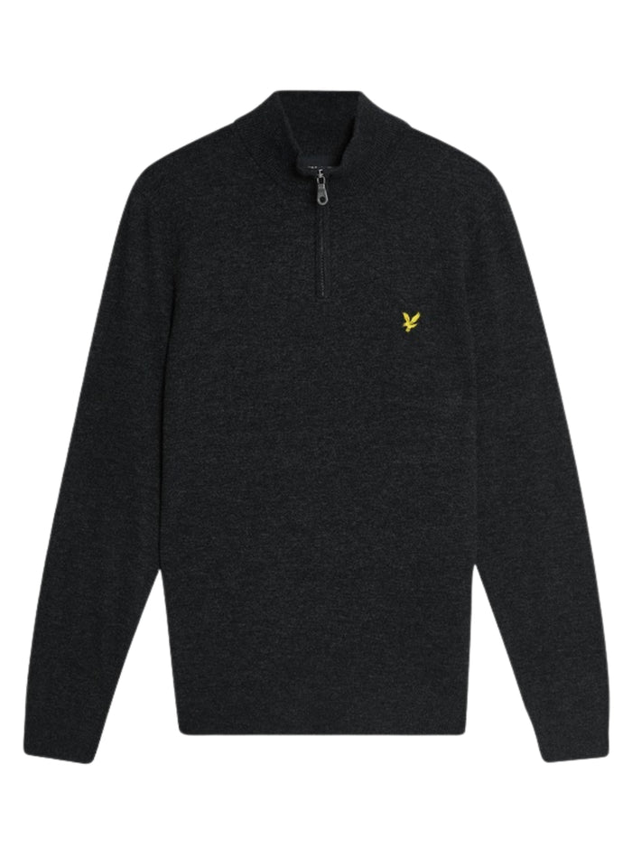 LYLE & SCOTT Lambswool Blend Quarter Zip Jumper Jet Black Marl - MAISONDEFASHION.COM