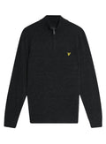LYLE & SCOTT Lambswool Blend Quarter Zip Jumper Jet Black Marl - MAISONDEFASHION.COM