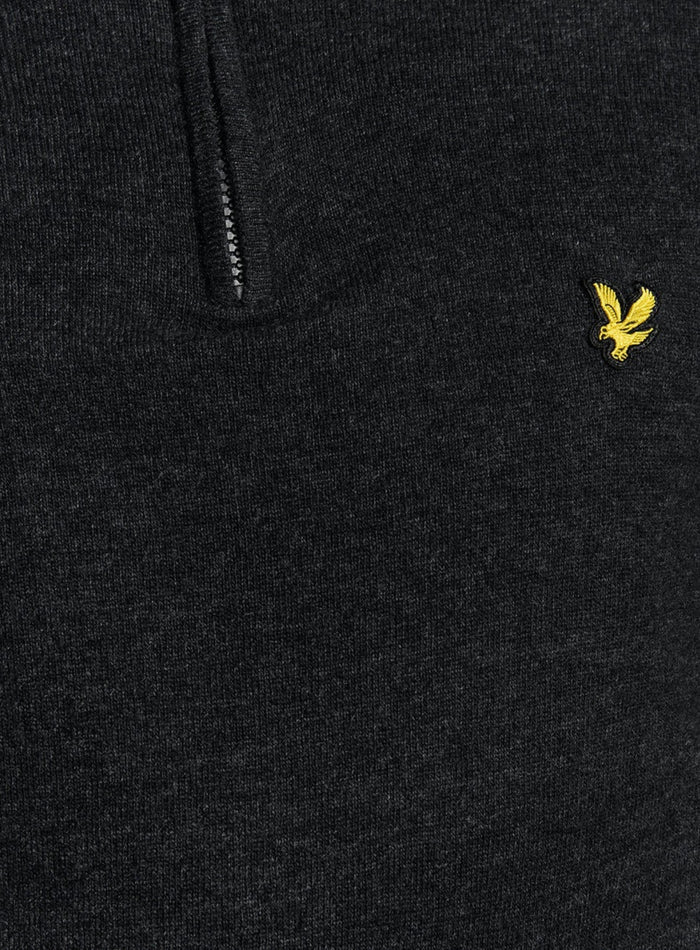 LYLE & SCOTT Lambswool Blend Quarter Zip Jumper Jet Black Marl - MAISONDEFASHION.COM