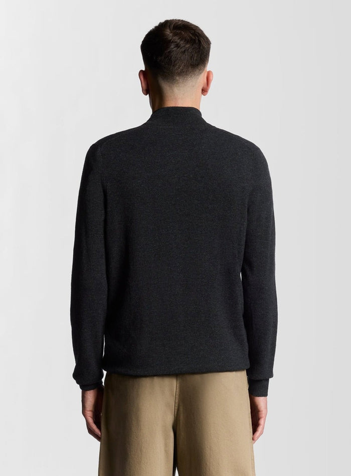 LYLE & SCOTT Lambswool Blend Quarter Zip Jumper Jet Black Marl - MAISONDEFASHION.COM