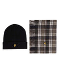 LYLE & SCOTT Lambswool Blend Scarf and Beanie Set Jet Black - MAISONDEFASHION.COM