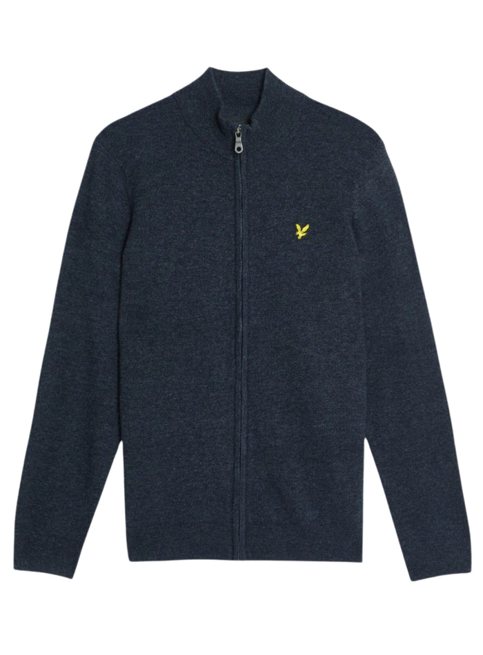 LYLE & SCOTT Lambswool Blend Zip Through Cardigan Dark Navy Marl - MAISONDEFASHION.COM