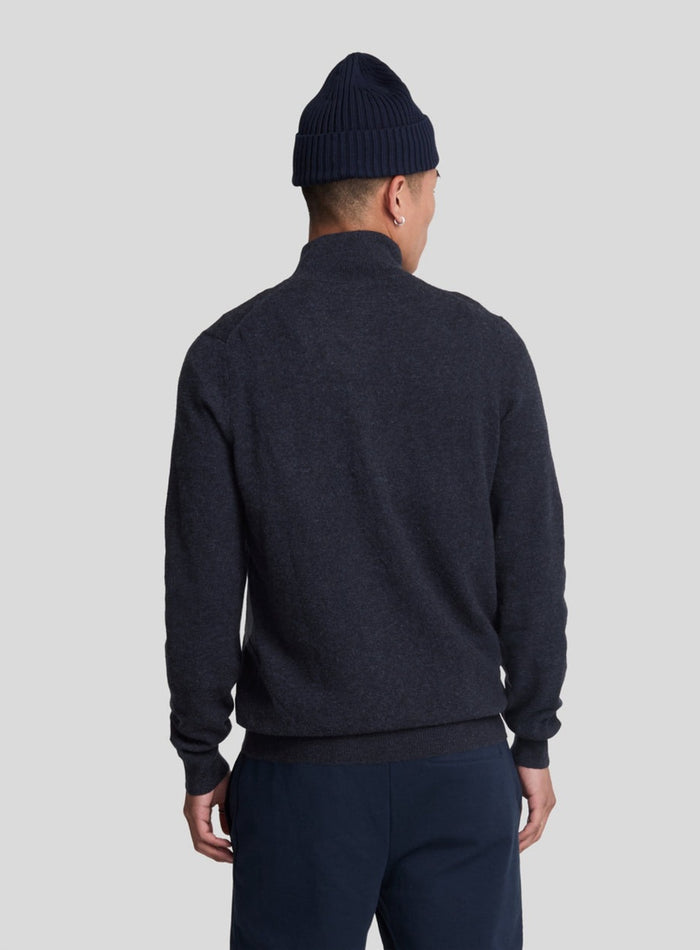 LYLE & SCOTT Lambswool Blend Zip Through Cardigan Dark Navy Marl - MAISONDEFASHION.COM
