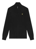 LYLE & SCOTT Lambswool Blend Zip Through Cardigan Jet Black Marl - MAISONDEFASHION.COM