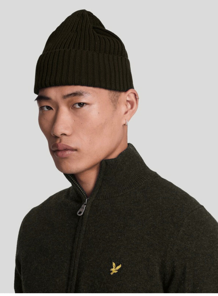 LYLE & SCOTT Lambswool Blend Zip Through Cardigan Jet Black Marl - MAISONDEFASHION.COM