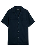 LYLE & SCOTT Linen Blend Revere Shirt Midnight Navy - MAISONDEFASHION.COM