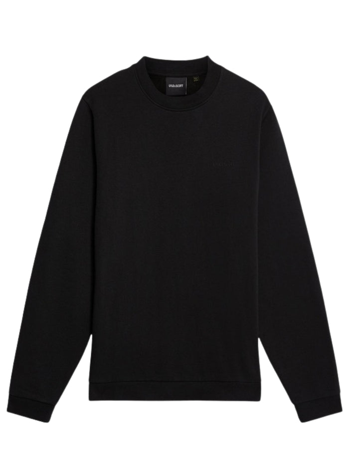 LYLE & SCOTT Logo Brushback Crew Neck Sweatshirt Jet Black - MAISONDEFASHION.COM