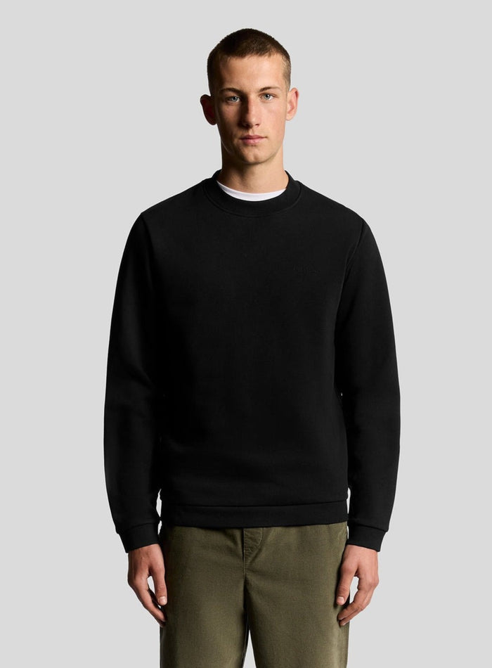 LYLE & SCOTT Logo Brushback Crew Neck Sweatshirt Jet Black - MAISONDEFASHION.COM