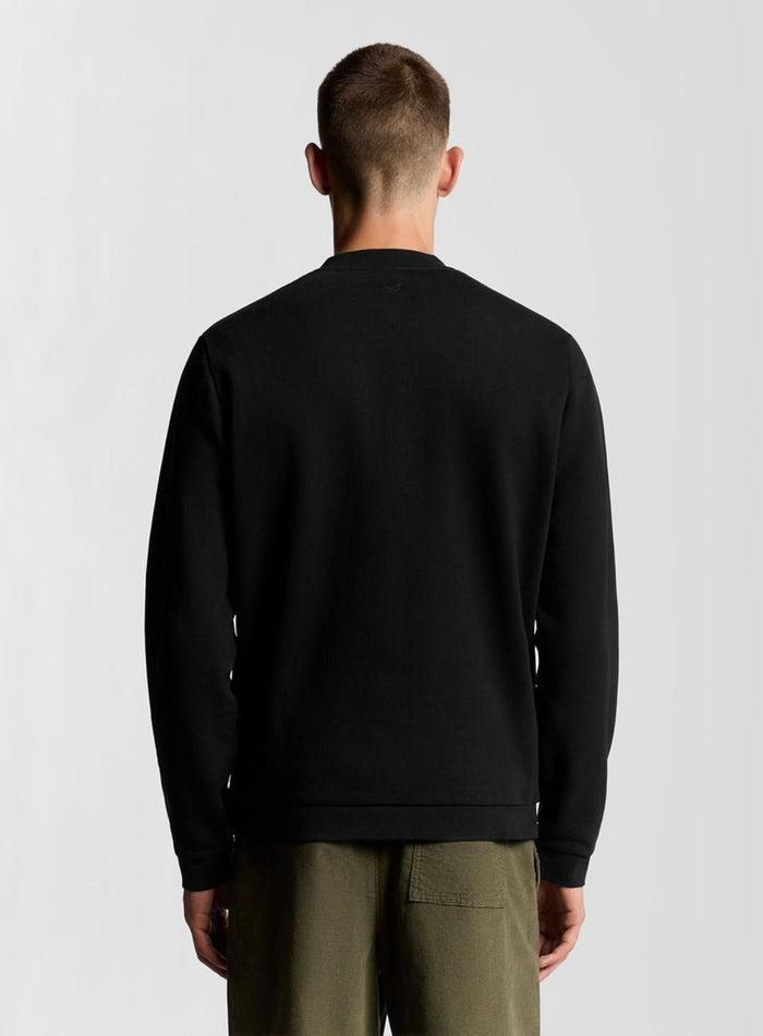 LYLE & SCOTT Logo Brushback Crew Neck Sweatshirt Jet Black - MAISONDEFASHION.COM