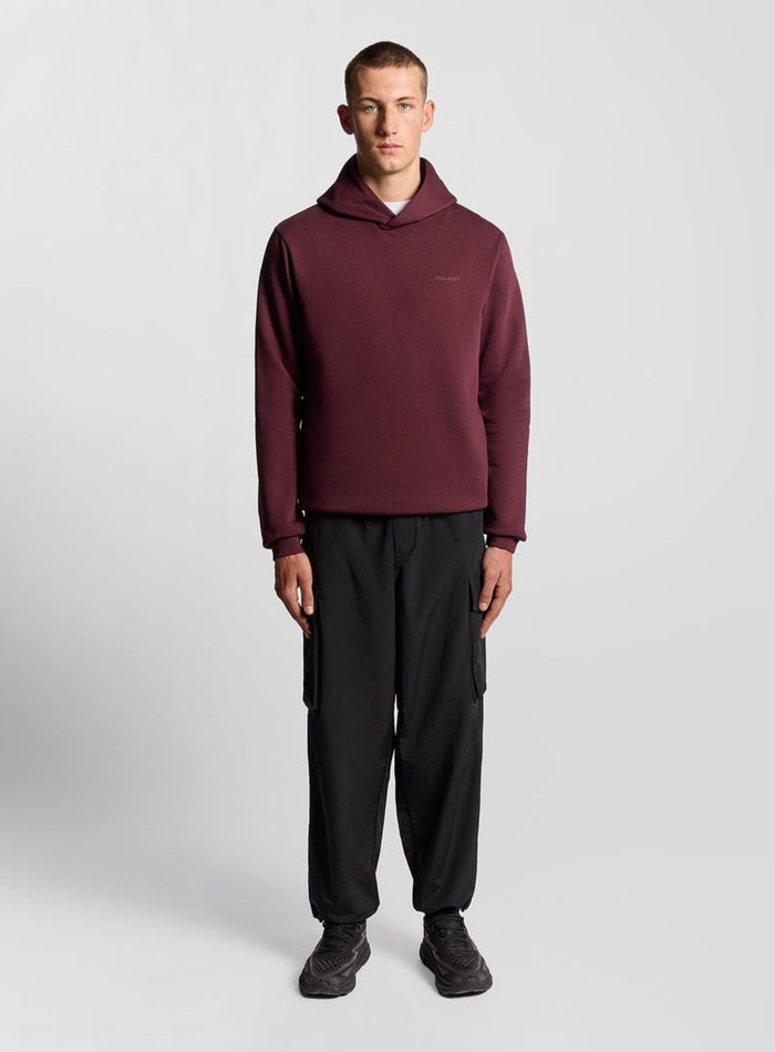 LYLE & SCOTT Logo Brushback Pullover Hoodie Port - MAISONDEFASHION.COM