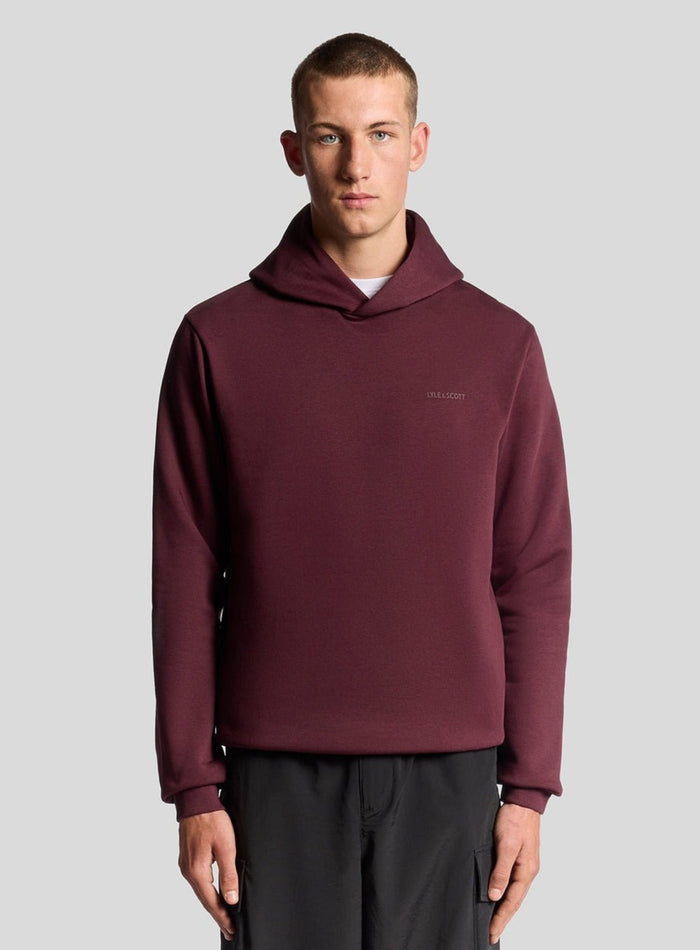 LYLE & SCOTT Logo Brushback Pullover Hoodie Port - MAISONDEFASHION.COM