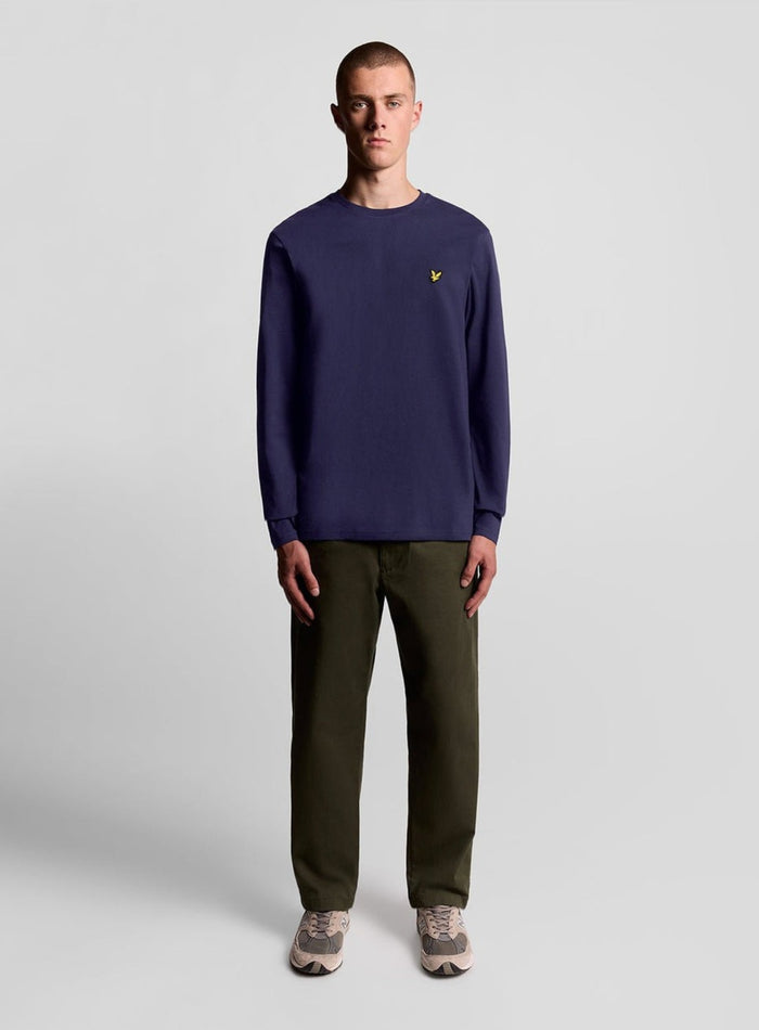 LYLE & SCOTT Long Sleeve Cotton T-Shirt Navy - MAISONDEFASHION.COM