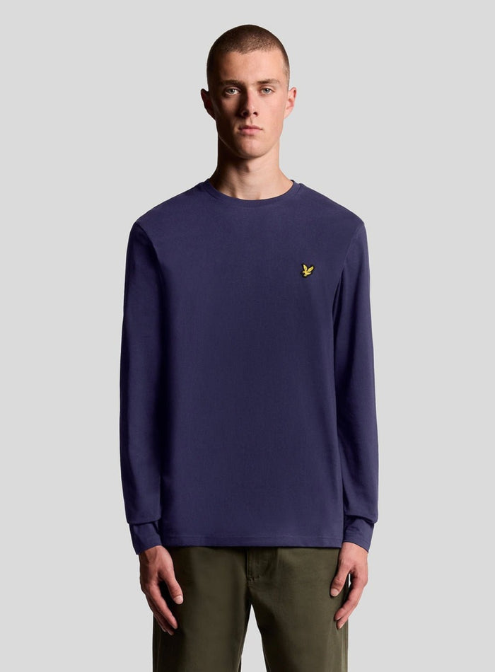 LYLE & SCOTT Long Sleeve Cotton T-Shirt Navy - MAISONDEFASHION.COM