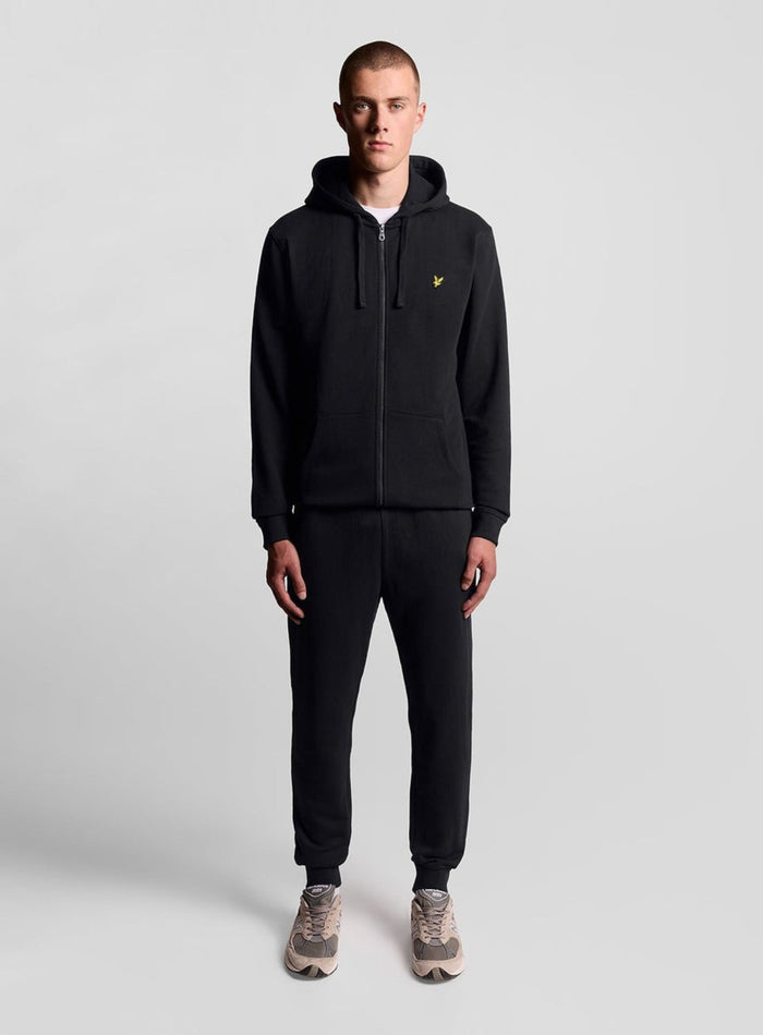 LYLE & SCOTT Loopback Cotton Full Zip Hoodie Jet Black - MAISONDEFASHION.COM