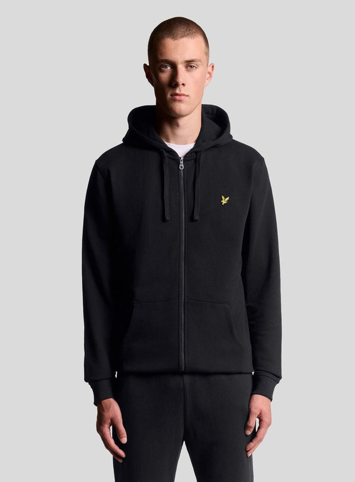 LYLE & SCOTT Loopback Cotton Full Zip Hoodie Jet Black - MAISONDEFASHION.COM