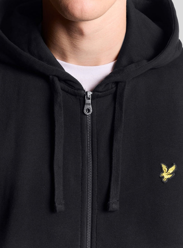 LYLE & SCOTT Loopback Cotton Full Zip Hoodie Jet Black - MAISONDEFASHION.COM