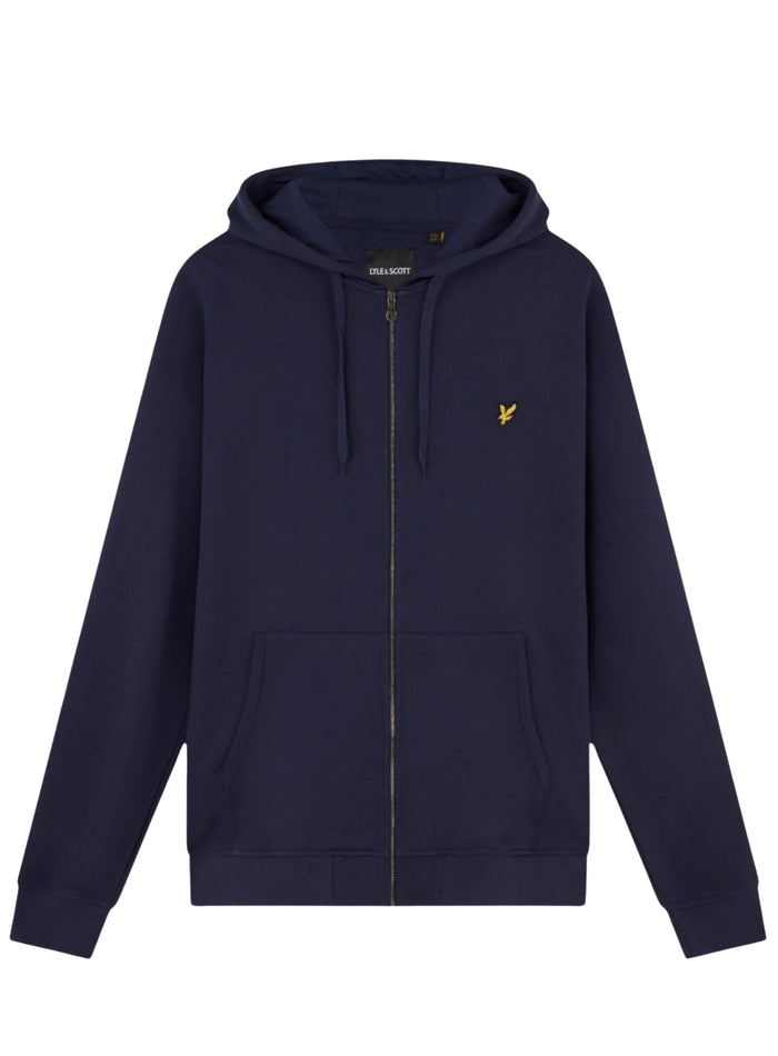 LYLE & SCOTT Loopback Cotton Full Zip Hoodie Navy - MAISONDEFASHION.COM