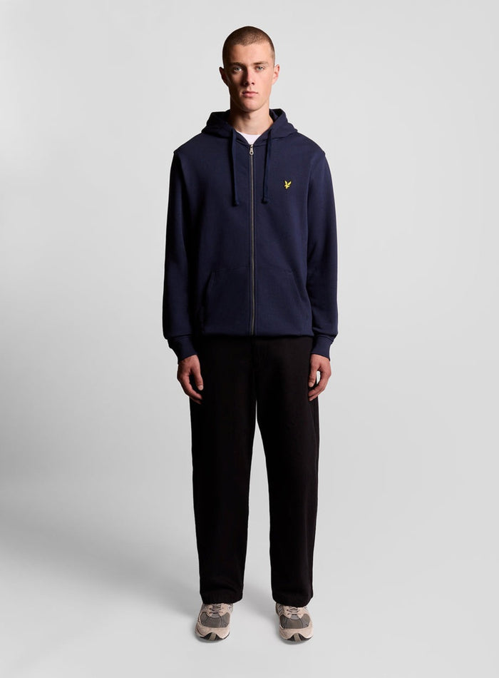 LYLE & SCOTT Loopback Cotton Full Zip Hoodie Navy - MAISONDEFASHION.COM
