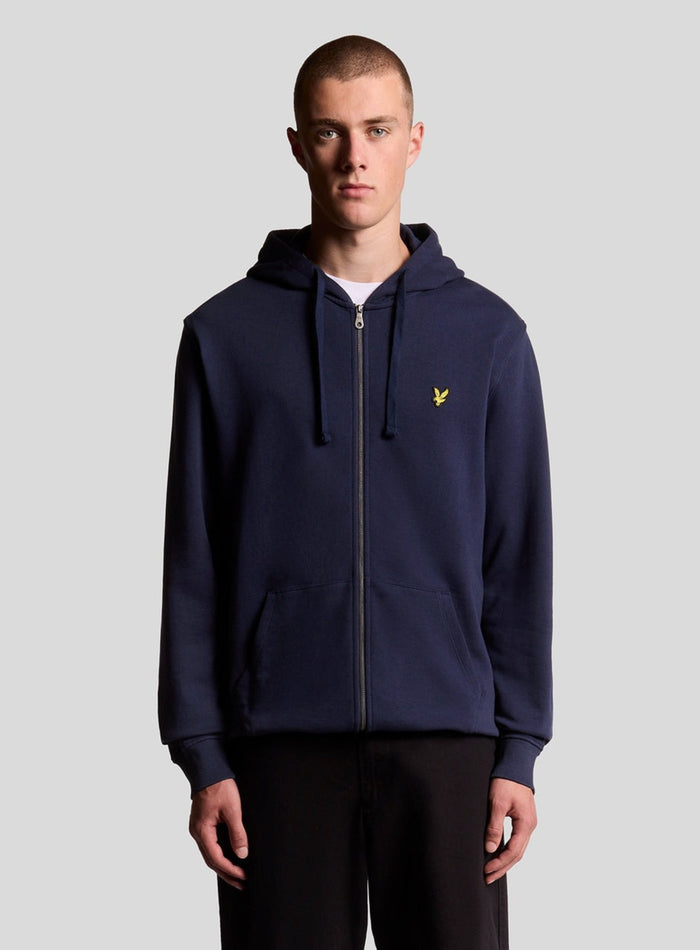 LYLE & SCOTT Loopback Cotton Full Zip Hoodie Navy - MAISONDEFASHION.COM