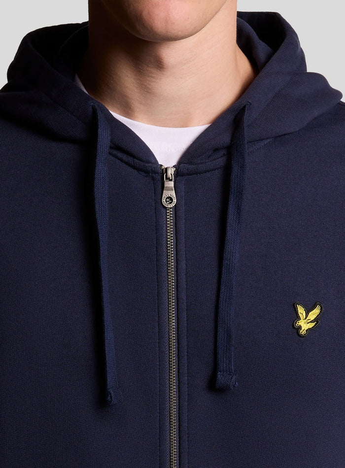 LYLE & SCOTT Loopback Cotton Full Zip Hoodie Navy - MAISONDEFASHION.COM