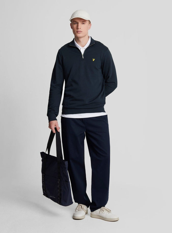 LYLE & SCOTT Loopback Quarter Zip Sweat Dark Navy - MAISONDEFASHION.COM