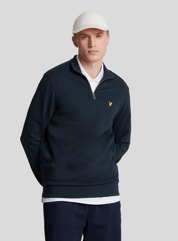 LYLE & SCOTT Loopback Quarter Zip Sweat Dark Navy - MAISONDEFASHION.COM