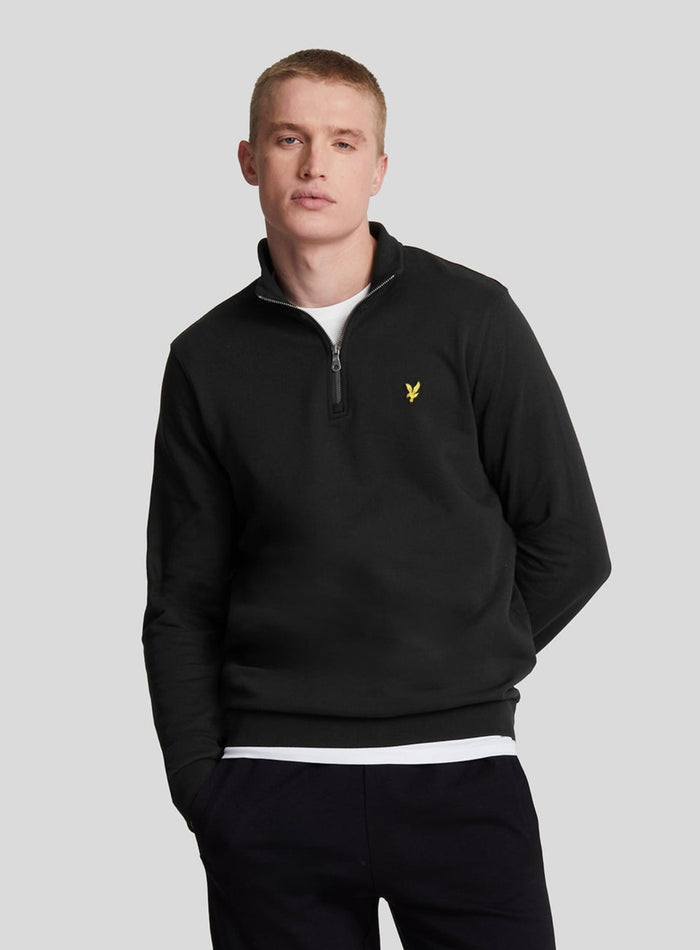 LYLE & SCOTT Loopback Quarter Zip Sweat Jet Black - MAISONDEFASHION.COM