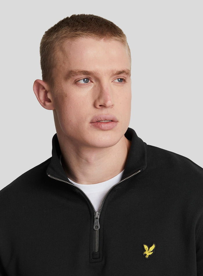LYLE & SCOTT Loopback Quarter Zip Sweat Jet Black - MAISONDEFASHION.COM