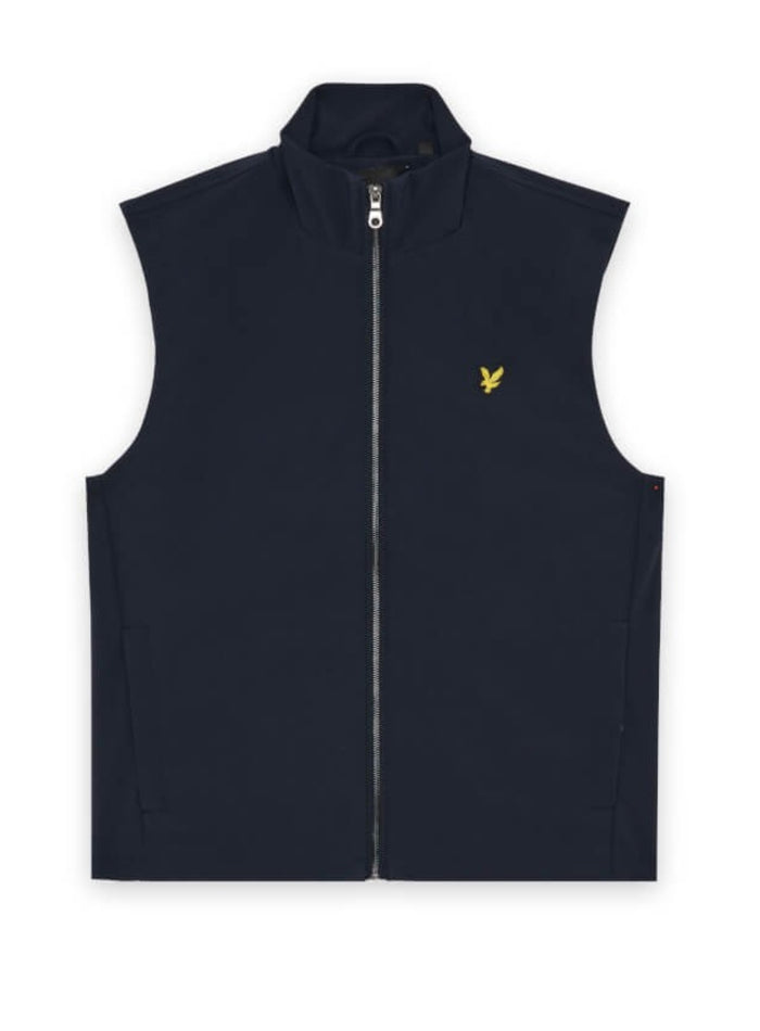 LYLE & SCOTT Mesh Back Softshell Funnel Neck Gilet Dark Navy - MAISONDEFASHION.COM